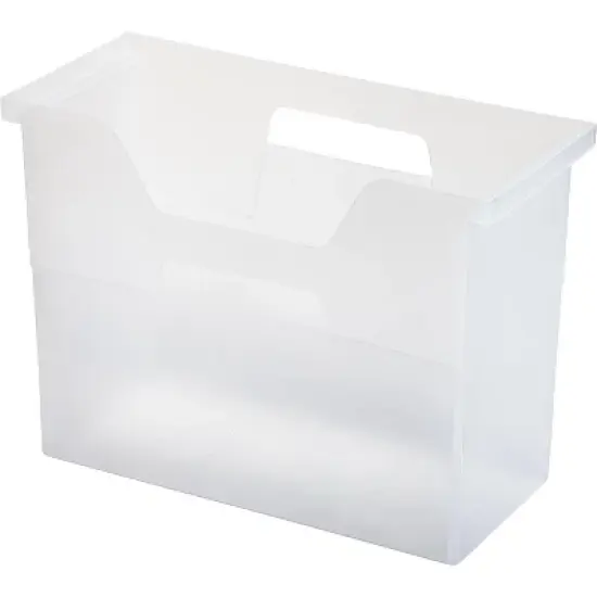 IRIS USA Medium Portable Desktop File Box with Open Top, Letter Size, Clear image {4}