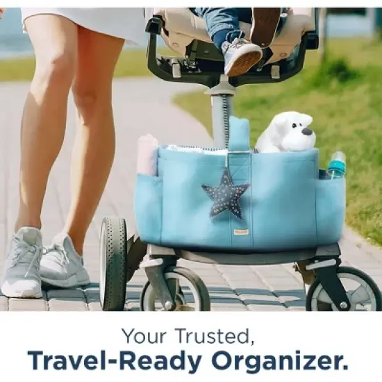 Folkulture Baby Diaper Caddy, Cotton Diaper Bag for Kids, Stylish Comfort Spacious Travel Essential Cart, Car Organizer for Diapers (Sky Blue - 15") image {6}
