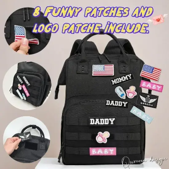 Mommy-Daddy Waterproof Diaper Bag Backpack (25L) - Black image {2}
