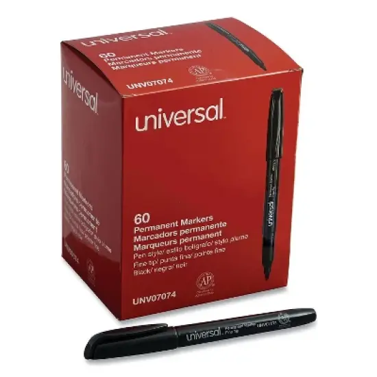 Universal Pen-Style Permanent Marker Bullet/Fine Black 60 per pack 07074 image {7}