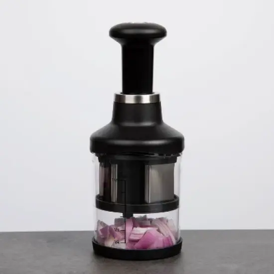 PL8 Professional Food Chopper: Handheld Veggie, Vegetable, Onion & Garlic Chopper, Dishwasher-Safe, Clear/Black image {2}