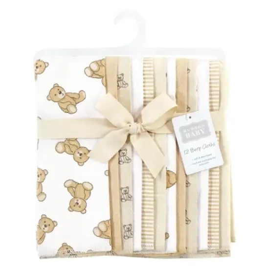 Hudson Baby Cotton Flannel Burp Cloths Bundle, Teddy Bears, One Size image {1}