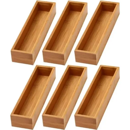YBM HOME Bamboo Drawer Organizer Storage Box for Kitchen Drawer, Junk Drawer, Office, Bedroom, Children Room, Craft, Sewing, and Bathroom, Pack of 6 image {9}