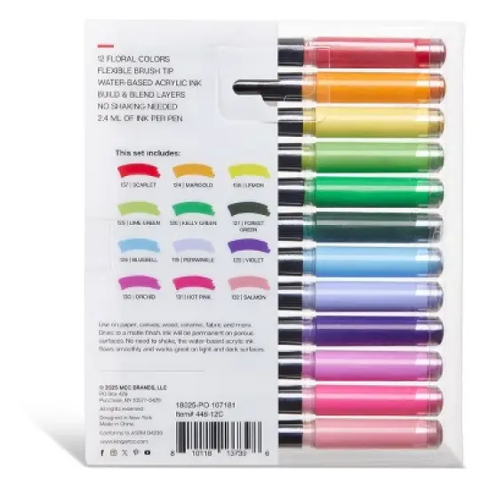 KINGART PRO Acrylic Paint Brush Pens 12 Foral Colors image {5}