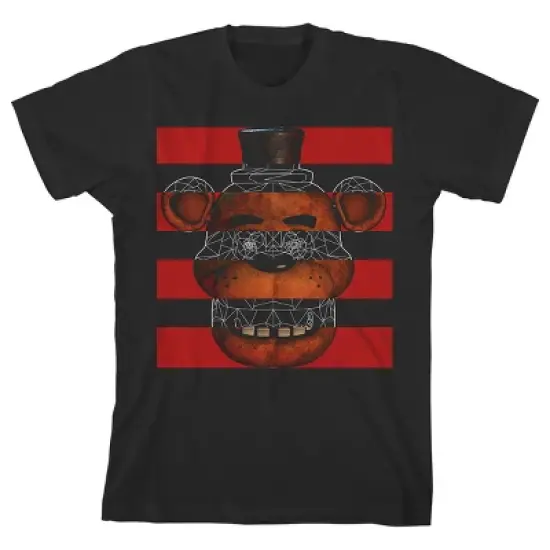 Five Nights at Freddy's Fazbear Face Flag Boy's Black T-shirt image {4}