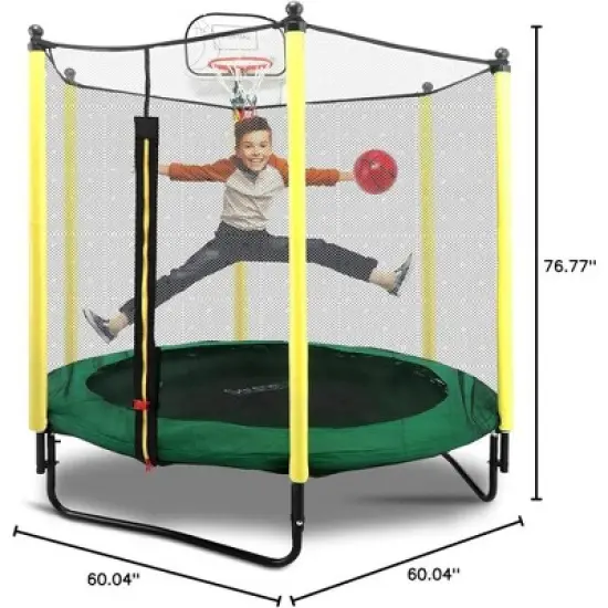 SereneLife 5ft Outdoor & Indoor Trampoline with Enclosure Safety Net SLTRA5BL image {7}