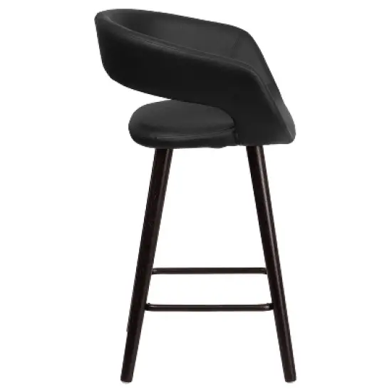 Merrick Lane 24 Inch Wood Ultramodern Bar Counter Stool With Black Upholstered Seat image {2}