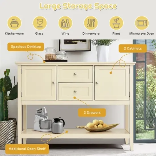 Costway Sideboard Buffet Table Wooden Console Table w/ Drawers & Storage Cabinets Blue/Brown/Gray/Beige image {3}