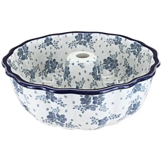 Blue Rose Polish Pottery A55 Ceramika Artystyczna Ring Cake Pan image {4}