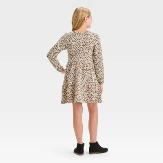 Girls' Long Sleeve Cozy Tiered Dress - Cat & Jack&trade; image {1}