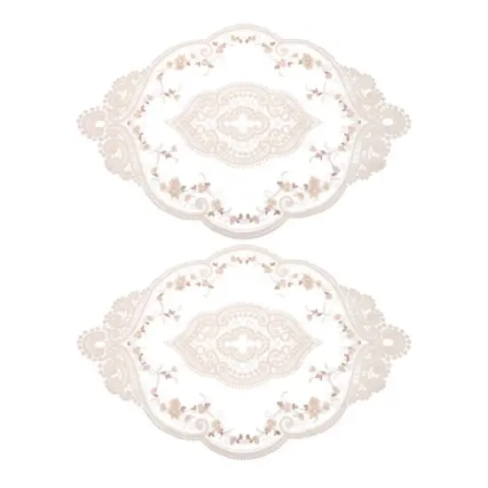 Unique Bargains Polyester Flexible Embroidery Vintage Pattern Washable Table Place Mats 2 Pcs image {17}