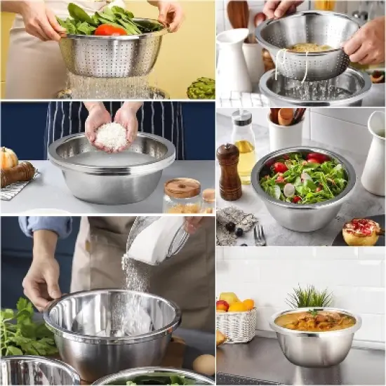 Colander 304 Stainless Steel 3-quart with Mixing Bowls, Dishwasher Safe. (2PC) image {5}