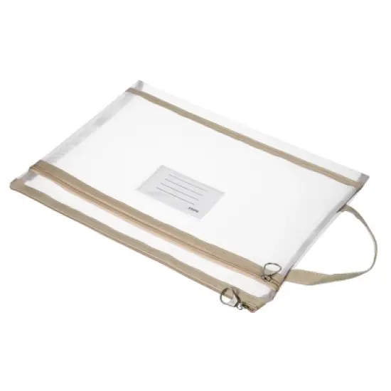 Unique Bargains Office Business A4 Nylon Document Pouch Mesh Zip Files Handle Bag with Name Tag image {5}