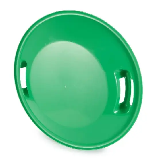Slippery Racer Downhill Pro Heavy-Duty Cold Resistant Buddy The Elf Adults and Kids Plastic Saucer Disc Snow Sled with Handles, Green image {2}