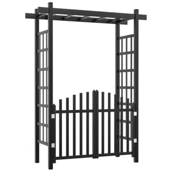 Karl Home 85 In. Black Pvc Garden Arbor With Gate image {5}
