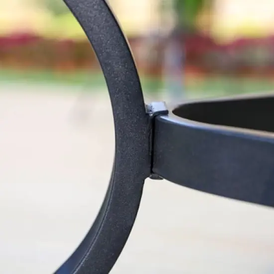 5pc Outdoor Dining Set with Swivel Chairs with Seat & Back Cushions & Square Metal Slat Table with 1.57" Umbrella Hole - Captiva Designs image {4}