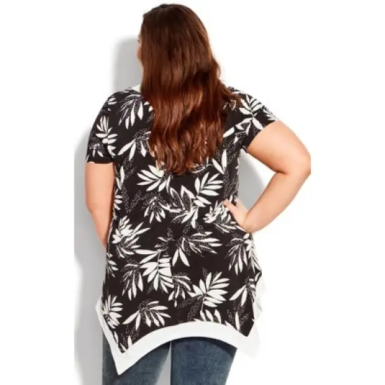 Women's Plus Size Colette Print Tunic  - Mono Palm | AVE STUDIO image {1}