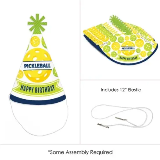 Big Dot of Happiness Let&rsquo;s Rally - Pickleball - Cone Happy Birthday Party Hats for Kids and Adults - Set of 8 (Standard Size) image {4}