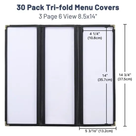 WeChef 30 Pcs 4.25 x 14" Restaurant Menu Covers 3 Page 6 View Trifold Menu Holders for Wine List Drink Bar Cafe Hotel image {6}