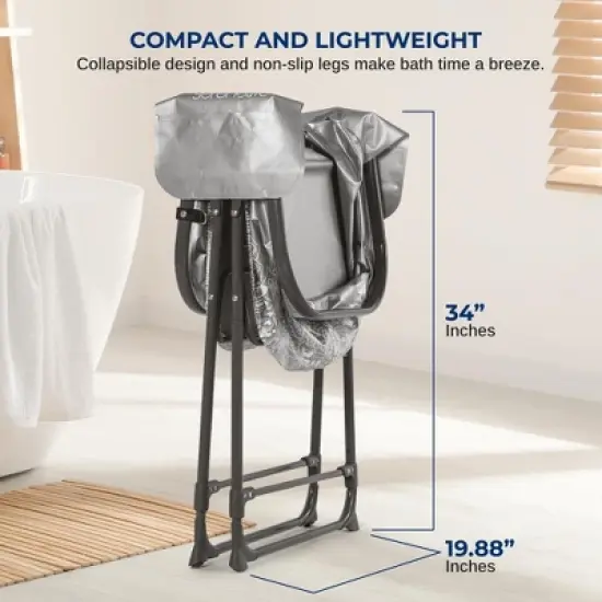 SereneLife Portable Dog Bath Tub with Built-in Drain System, Three-Point Leash Restraint - Gray/Black image {1}