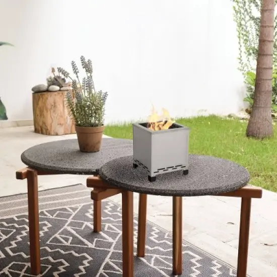 Sharper Image Tabletop Wood or Pellet Burning Outdoor Fire Pit Silver image {4}