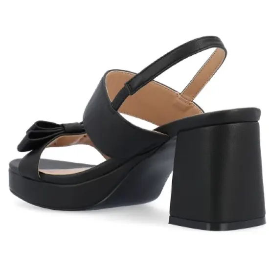 Journee Collection Womens Brookan Sling Back Covered Block Heel Platform Sandals image {6}