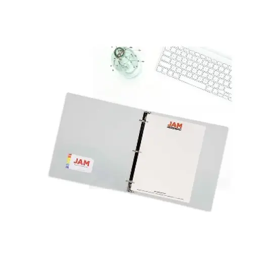 JAM Paper Standard 1.5" 3-Ring Flexible Poly Binder Clear Glass Twill 762T15CL image {4}