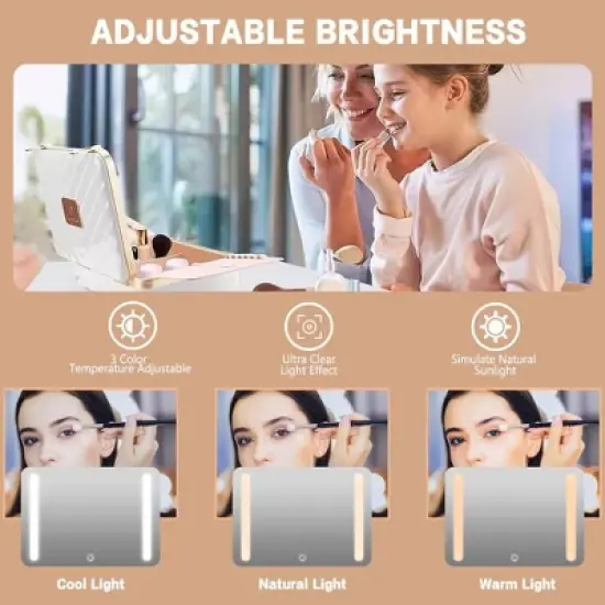 Lycvki Pink Travel Makeup Train Case Cosmetic Organizer with Mirror for Girls image {4}