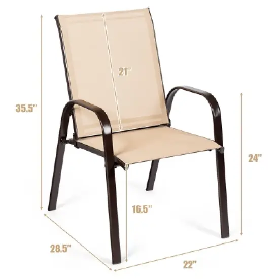 Costway 4PCS Patio Chairs Garden Deck Yard with Armrest Brown/Beige/Gray image {1}