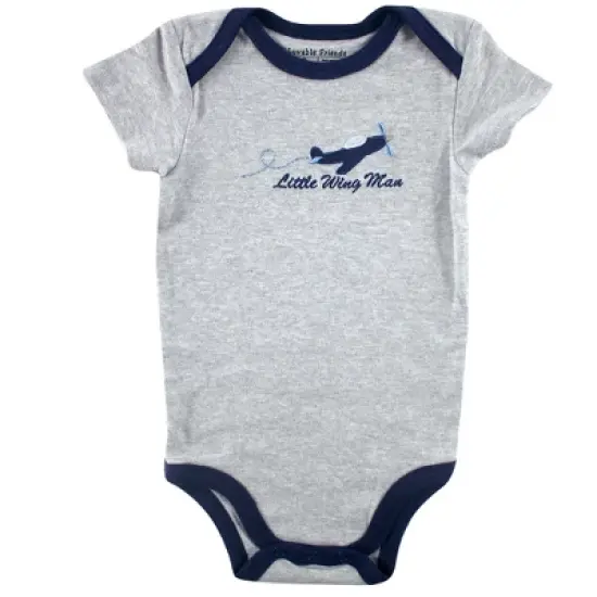 Luvable Friends Baby Boy Cotton Bodysuits 5pk, Airplane image {4}