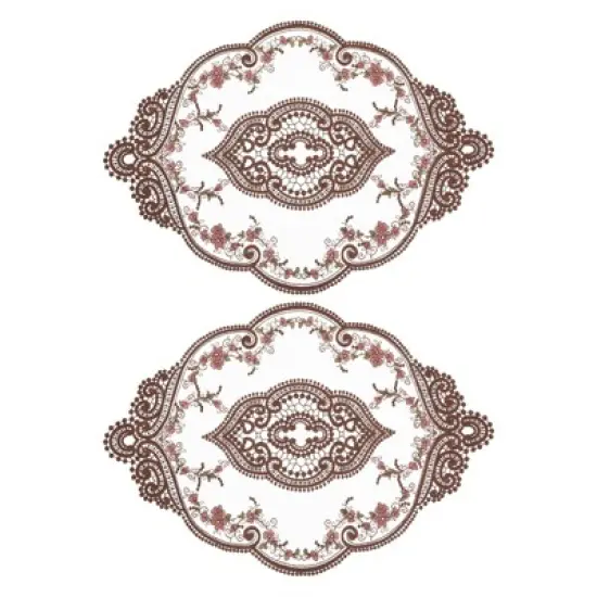 Unique Bargains Polyester Flexible Embroidery Vintage Pattern Washable Table Place Mats 2 Pcs image {11}