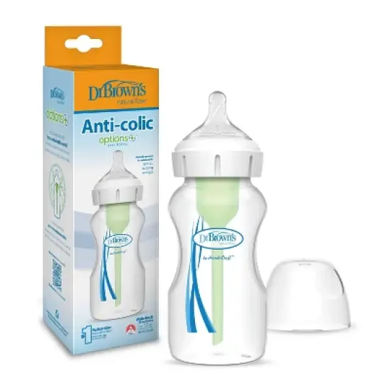 Dr. Brown's 9oz Anti-Colic Options+ Wide-Neck Baby Bottle with Level 1 Slow Flow Nipple - 0m+ image {9}