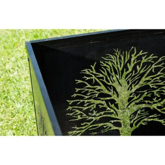 Evergreen Square Tree of Life Fire Pit- 24 x 25.75 x 24 Inches Outdoor Safe and Weather Resistant with Drainage Hole and Poker image {3}