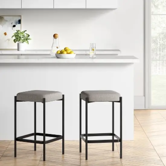 Edinburgh Upholstered Backless Counter Height Barstool with Metal Base Gray - Project 62&trade; image {1}