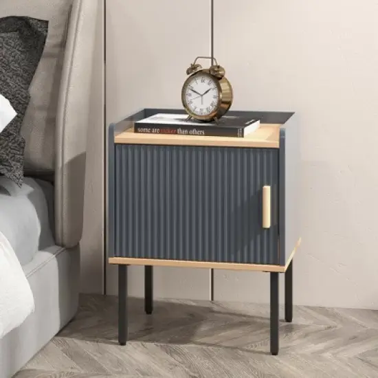 Costway Nightstand Bedside End Table with Door Cabinet for Living Room Bedroom image {3}