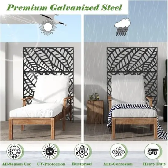 CAVINAS Patio Decorative Screen Freestanding Metal Fence Privacy Screen with Mesh Pattern for Outside and Garden image {4}