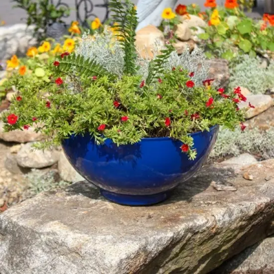 8" Planter French Blue Galvanized Steel - ACHLA Designs image {1}