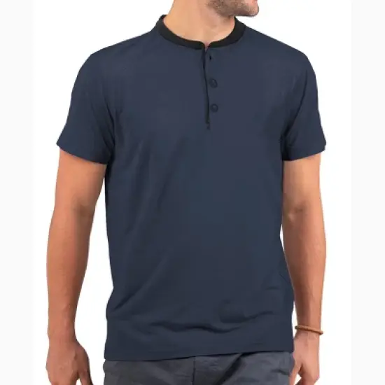 Men's Short Sleeve Henley T-Shirt with Contrast-Trim image {8}