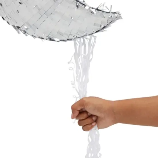 Blue Panda Pull String Crescent Moon Pinata for Birthday, Twinkle Twinkle Little Star Gender Reveal Party Decorations, Silver Foil, 17 x 11 x 3 In image {2}