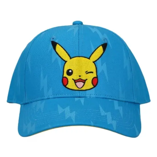 Pokemon Pikachu Winking Face Men's Blue Baseball Cap image {1}
