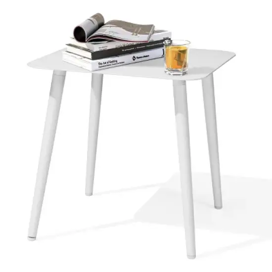 Aluminum Outdoor Square Side Table with Adjustable Feet White - Crestlive Products image {2}