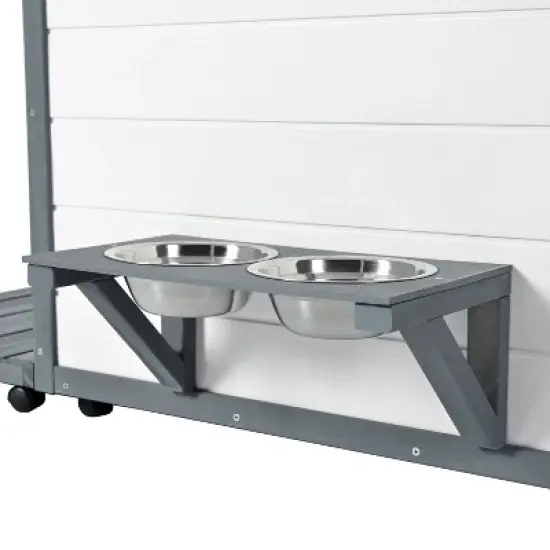 Racxily Outdoor Dog house With Food bowl, 4 swivel wheels image {8}