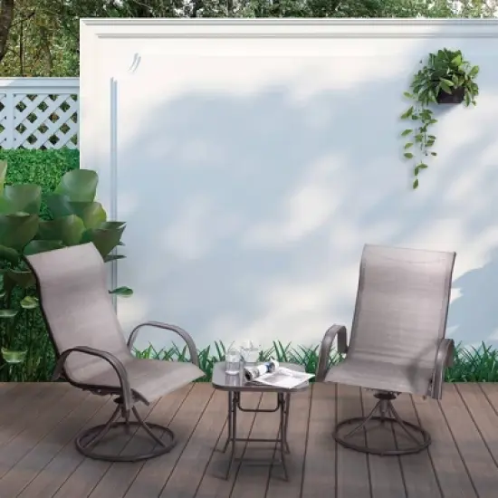 3pc Outdoor Steel Conversation Set Tan - Teamson Home image {1}