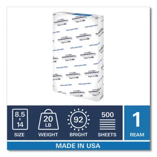 Hammermill Copy Plus Print Paper, 92 Bright, 20 lb Bond Weight, 8.5 x 14, White, 500/Ream image {1}