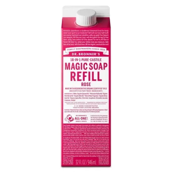 Dr. Bronner's Pure Castile Liquid Soap Bodywash Refill Carton - Rose - 32 fl oz image {8}
