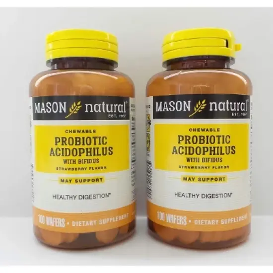 Mason Natural Probiotic Acidophilus Supplement Chewable Wafers Strawberry 100ct image {5}