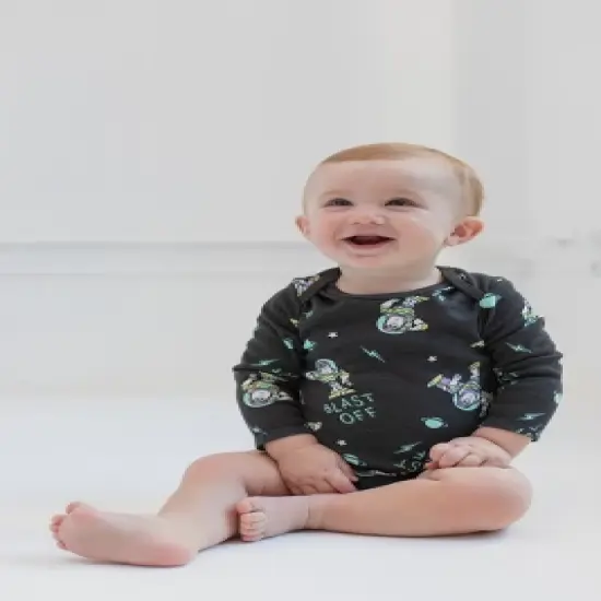 Disney Pixar Toy Story Alien Bullseye Rex Woody Jessie Buzz Lightyear Baby 4 Pack Bodysuits Newborn to Infant image {1}
