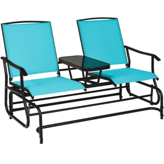 Tangkula Patio Loveseat Rocking 2 Person Outdoor Double Glider Chair With Center Table image {8}