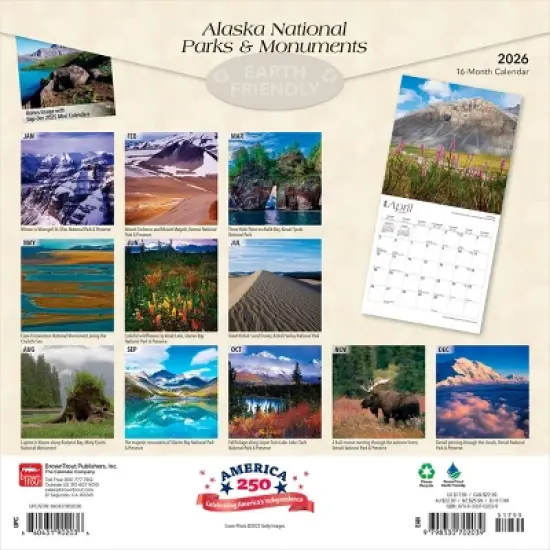 BrownTrout Alaska National Parks and Monuments 2026 12"x24" Hanging Square Wall Calendar Plastic-Free image {1}