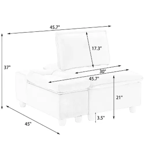 44.29 inch with movable storage cabinet with cup holder, reclining beige Polyester single sofa for bedroom living room and balcony image {4}